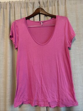 Michael Stars Scoop Neck Short Sleeve Top - Pink